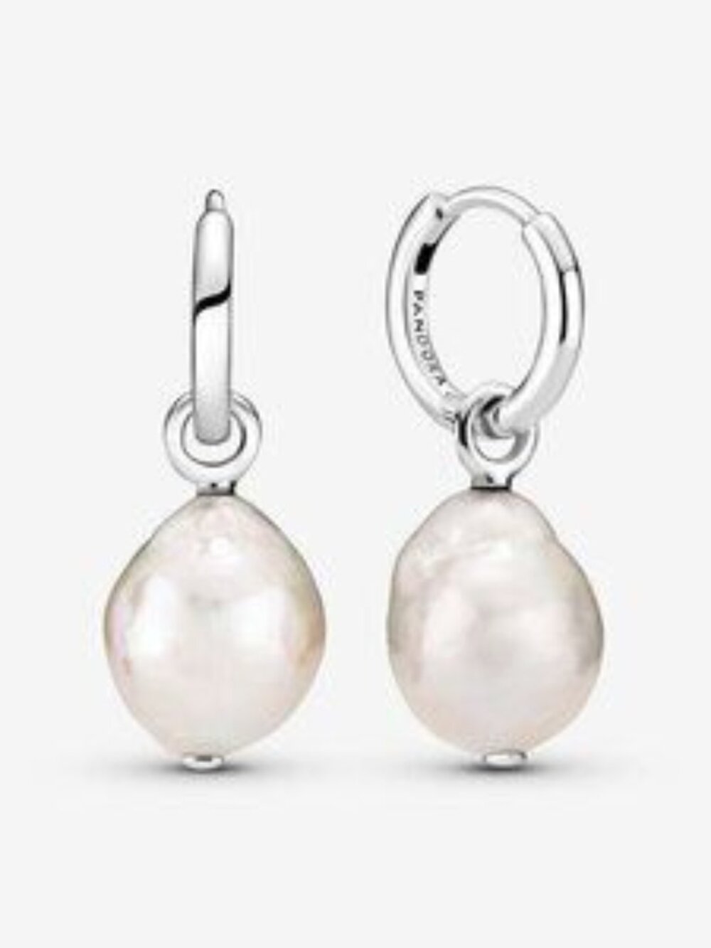 Treated Freshwater Cultured Baroque Pearl Hoop Earrings